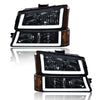 G-PLUS LED DRL headlights, Compatible with 2003 2004 2005 2006 Chevy Silverado 1500/1500 HD/2500 HD/3500 Bumper Headlamps, Smoky Lens Chrome Housing Amber Reflector,faros delanteros