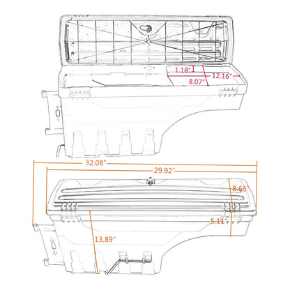 G-PLUS Pair Lockable Toolbox Storage Box Case Compatible For Dodge 2002-2018 Ram 1500 2500 3500 Truck Bed Storage Box