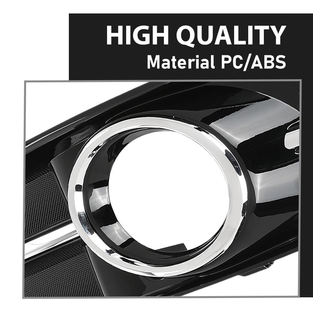 G-PLUS Front Fog Light Lamp Cover Grille Bezel Chrome Left+Right Compatible with Audi A3 2010-2013 8P0807681AA