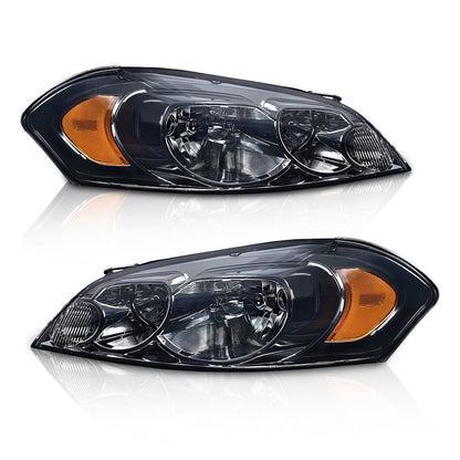 G-PLUS Headlights Assembly Fit Chevy Monte Carlo 2006 2007/Chevy Impala 2006-2013/Chevy Impala Limited 2014 2015 2016 Headlamps W/o Bulbs Smoky Lens Chrome Housing Amber Reflector,faros delanteros