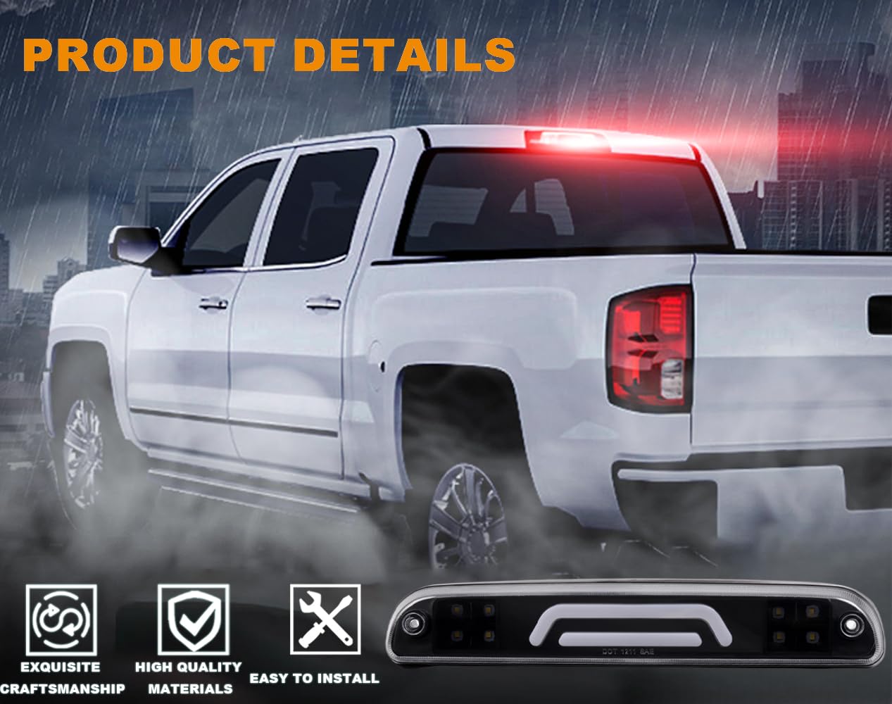 G-PLUS LED Cargo 3rd Brake Light Tail Lamps Compatible With Ford F250 F350 F450 F550 SD Super Duty1999-2016,Third Tail Lamps Clear Lens Black Housing