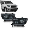 G-PLUS LED DRL Headlights Compatible with Toyota Tundra 2007-2013,Fit Toyota Sequoia 2008-2017 Headlamps Assembly Smoky Lens Black Housing Clear Reflector Left & Right,faros delanteros