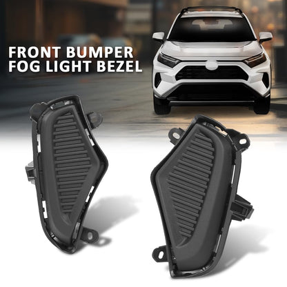 G-PLUS Front Bumper Fog Light Lamp Cover Pair Compatible with Toyota Rav4 2019-2022 TO1038225, TO1039225, 521270R150, 521280R150, 52127-0R150, 52128-0R150 Black