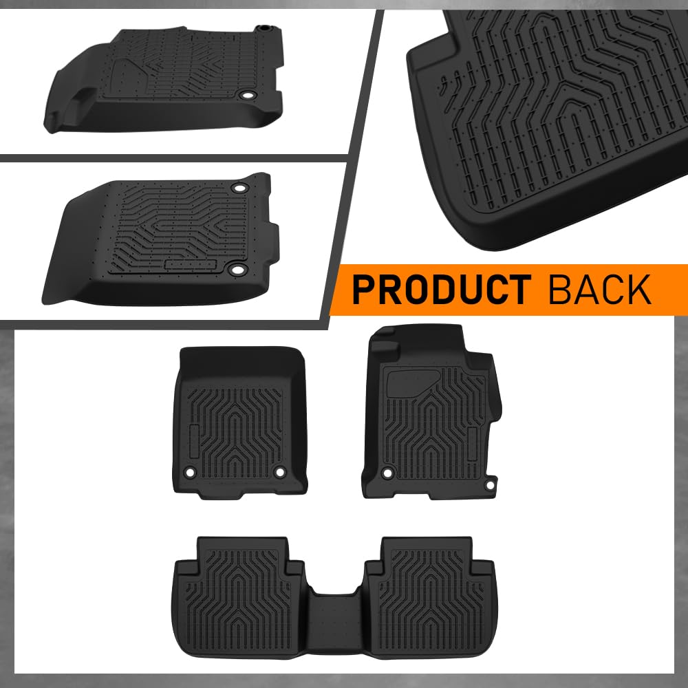 G-PLUS Floor Mats Fit for Honda Accord Sedans 2013 2014 2015 2016 2017 Floor Liners,TPE Custom Fit All Weather Full Cover Protection Car Mats, 1st & 2nd Row Cargo Liners Black