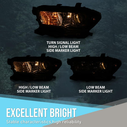 G-PLUS Headlight Assembly Left Side Compatible with Toyota Tacoma SR5 Crew Cab/Extend Cab Pickup 2019-2023 White and Black