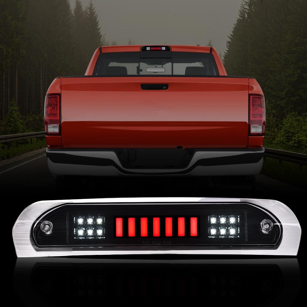 G-PLUS LED Third Brake Light Compatible With 2002-08 Dodge RAM 1500/2003-09 Dodge RAM 2500 3500 3RD LED Bar Brake/Cargo Lamp,Type I (Black Housing Clear Lens)