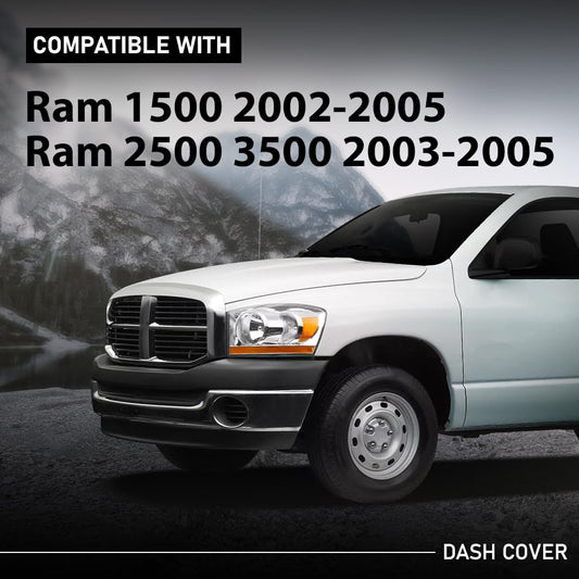 G-PLUS TPE Cover for Defrost Dash Panel Gray Compatible with 2002 2003 2004 2005 Dodge Ram 1500/2003-2005 Dodge Ram 2500 3500