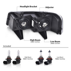 G-PLUS Headlights w/Bulbs for Chevy Express GMC Savana 1500 2500 3500 2003-2019 Clear Black Additional Angle