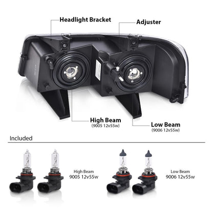 G-PLUS Headlights Assembly w/Bulbs Fit Chevy Express 1500 2500 3500 Van 2003-2019/Fit GMC Savana 1500 2500 3500 Van 2003-2019 Headlamps Clear Lens Black Housing Clear Reflector,faros delanteros
