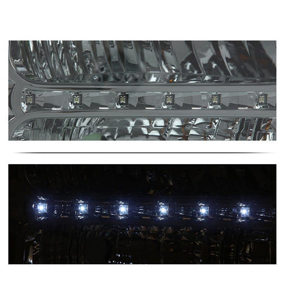 G-PLUS LED Point Style Headlights Assembly,Compatible with Ford F250 F350 F450 F550 Super Duty 2005 2006 2007,Headlamps DRL BAR Smoky Lens Chrome Housing Amber Reflector,faros delanteros