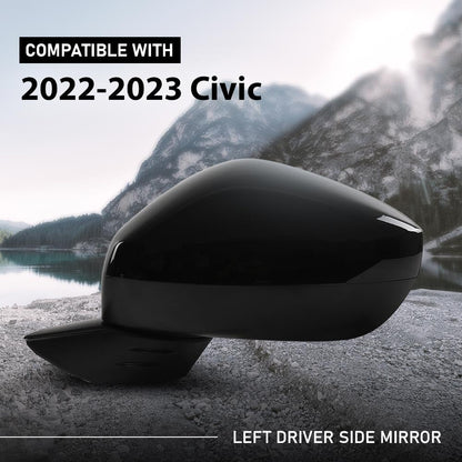 G-PLUS Power Mirror w/ 3-Pin Left Driver Side Compatible with Honda Civic LX/Sport 2022-2023 Manual Folding 76258T20A01-PFM HO1320350 Glossy Black