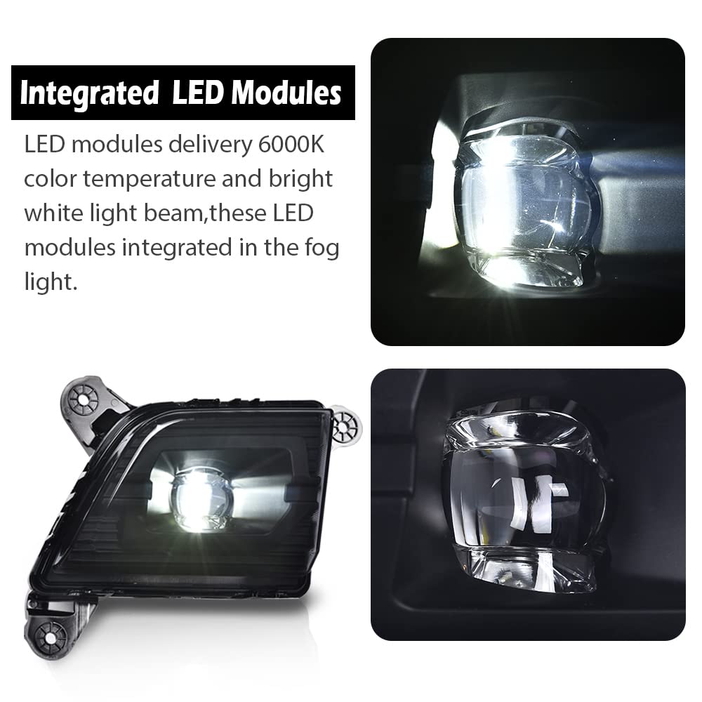 G-PLUS LED Fog Lights Compatible With 2019 2020 2021 Chevy Silverado 1500,Front Bumper Driving Fog Lamps W/o Wiring Kit Driver & Passenger Pair (Smoky Lens Black Housing)