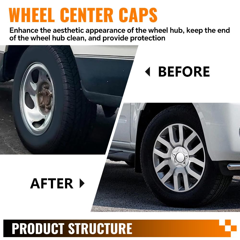 G-PLUS 7" Center Caps with 5-Lug Steel Wheel Chrome 2 PCS Compatible with Ford F150 Expedition 1997-2003 Wheel Hub Caps Rim Cover