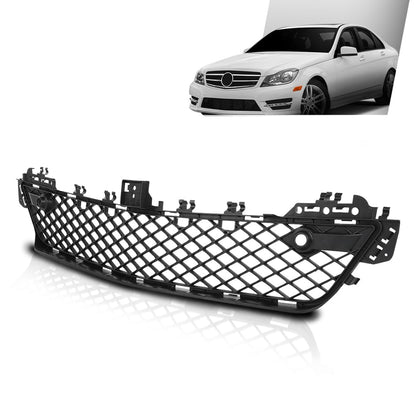 G-PLUS Front Bumper Grille With Parktronic Holes Center Compatible with Benz C250 C350 2012-2015, Fit For Models Without AMG Styling Package 2048851324