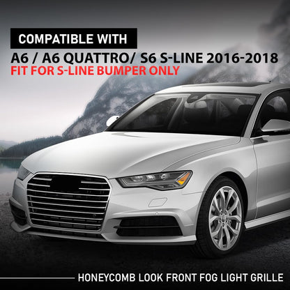 G-PLUS Pair Front Front Fog Light Grille Cover, Compatible with Audi A6 / A6 Quattro / S6 S-Line 2016 2017 2018, Left Driver & Right Passenger Side 2PCS, 4G0807648B, 4G0807647B