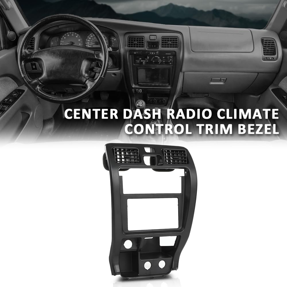 G-PLUS Center Dash Radio Climate Control Bezel Compatible with Toyota 4Runner 1999 2000 2001 2002 Black Dashboard Panel Cover Black