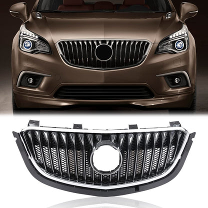 G-PLUS Front Bumper Grille Radiator Gloss Grid Grill Compatible with Buick Envision 2015 2016 2017 Black Mesh Grille