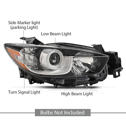 G-PLUS Headlight Assembly Fit Mazda CX-5 4-Door Sport Utility 2013-2016,Not Fit Factory HID/Xenon Right Side Front Headlamp,faros delanteros Clear Lens Chrome Houisng Amber Reflector