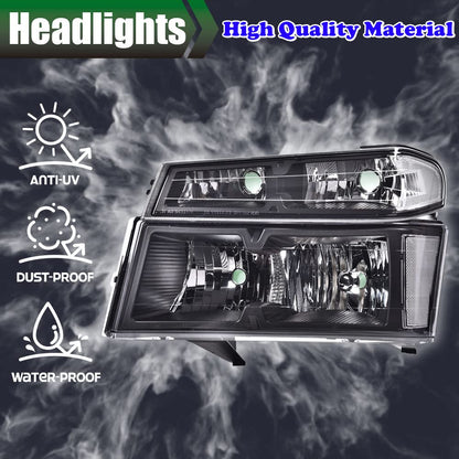 G-PLUS Headlights Assembly,Comaptible with Chevy Colorado/GMC Canyon 2004-2012,Fit Isuzu i-280 i-350 2006,Fit Isuzu i-290 i-370 07-08 Headlamps, Clear Lens Black Housing Clear Reflector