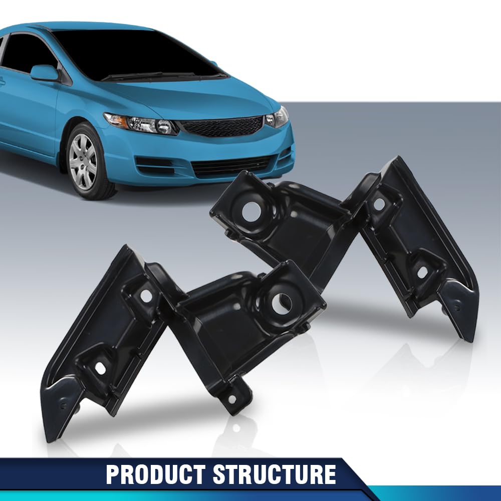 G-PLUS Front Grille Mounting Support Bracket Compatible with Honda Civic Coupe 2009-2011 Left and Right Pair 71124SVAA50 71129SVAA50 HO1207107, HO1207108