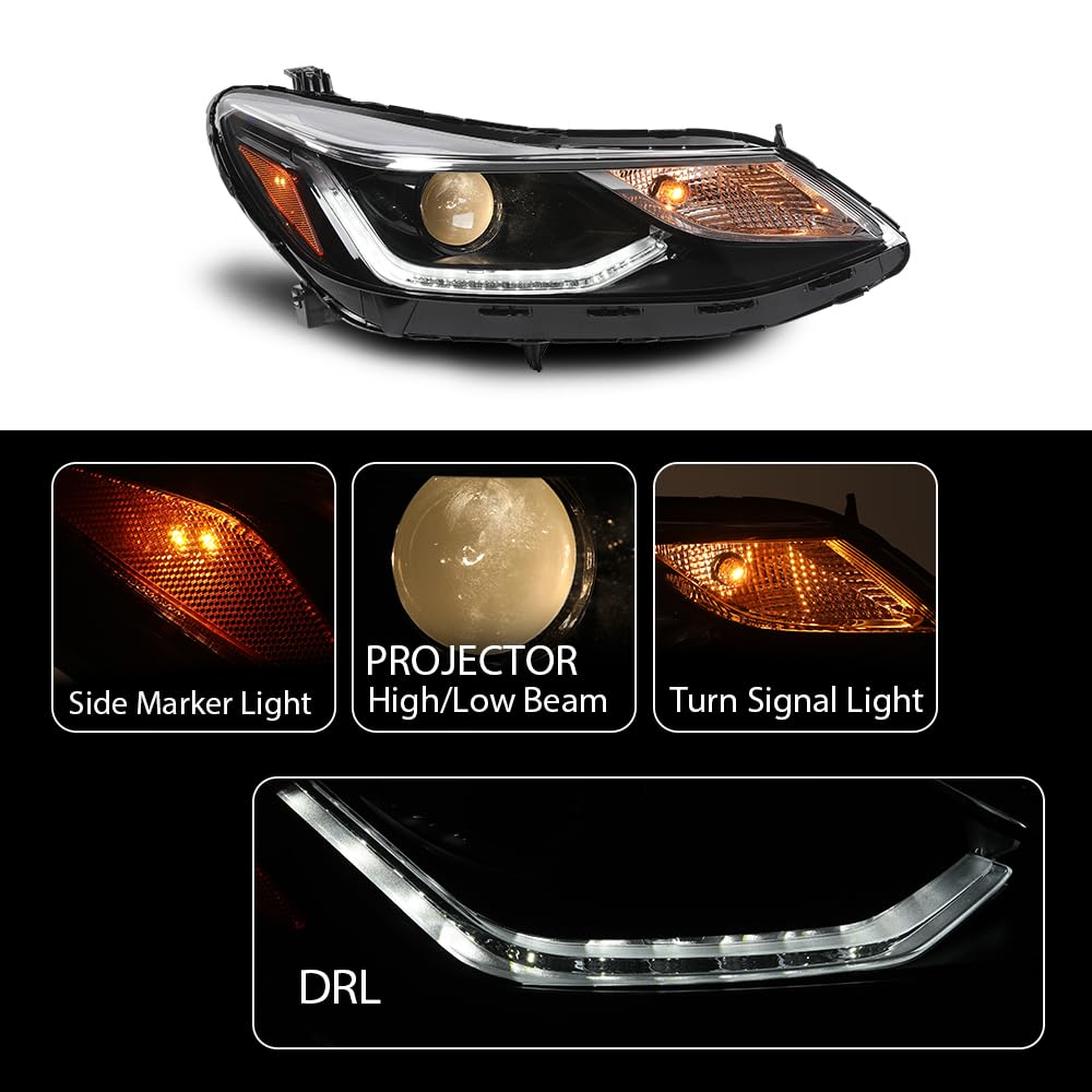 G-PLUS LED DRL Headlights Assembly w/Bulbs Driver and Passenger Compatible with Chevy Cruze 2016-2019 42680785 42680786 84106695 84156516 Bumper Headlamps,faros delanteros