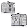 G-PLUS LED Tube Dual Projector Headlights Assembly,Fit Chevy Silverado 1500 2007-2013/Fit Silverado 2500 3500 & HD 2007-2014,Clear Lens Chrome Housing Clear Reflector,faros delanteros
