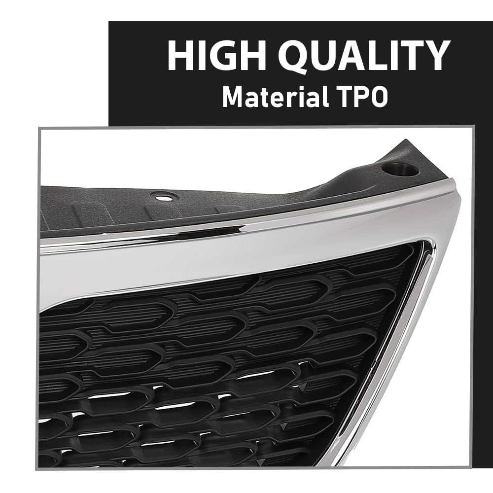 G-PLUS Front Bumper Upper Grille Grill W/Chrome Trim, Compatible with Kia Sorento 2014-2015, KI1200155, KI1200155C, 863501U500, KI1200155D