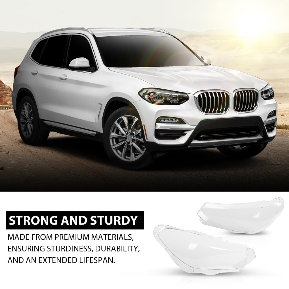 G-PLUS Headlight Lens Headlamp Cover Compatible with BMW X3 X4 G01 G02 G08 2018-2021 2PCS
