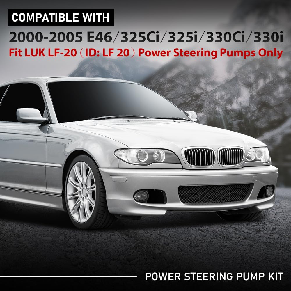 G-PLUS Power Steering Pump Kit Compatible with BMW E46 325Ci 325i 330Ci 330i 2000-2005, Fit LUK LF-20 (ID: LF 20) Power Steering Pumps Only