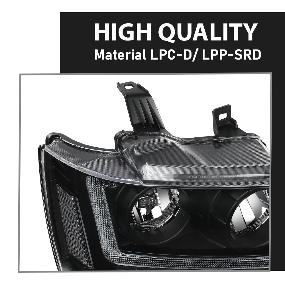 G-PLUS LED Headlights Assembly Front Headlamps Fit Chevy Tahoe Suburban 1500 2007-2014,Fit Chevy Avalanche Suburban 2500 2007-2013 Clear Lens Black Housing Clear Reflector,faros delanteros