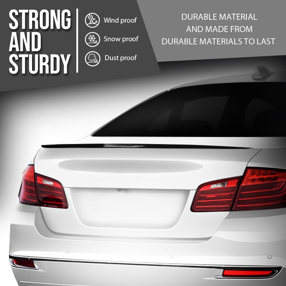 G-PLUS Rear Trunk Spoiler Wing Compatible with BMW F10 5 Series 4 Door Sedan Model 2011 2012 2013 2014 2015, Fit BMW F10 M5 Sedan 2011 2012 2013 2014 2015, Not Fit Wagon Model Glossy Black