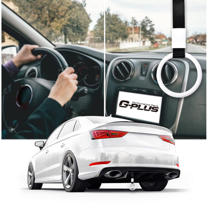 G-PLUS JDM Tsurikawa Ring Round Subway Train Bus Car Handle Hand Straps Drift Charm, Rear Bumper Warning Ring (White)