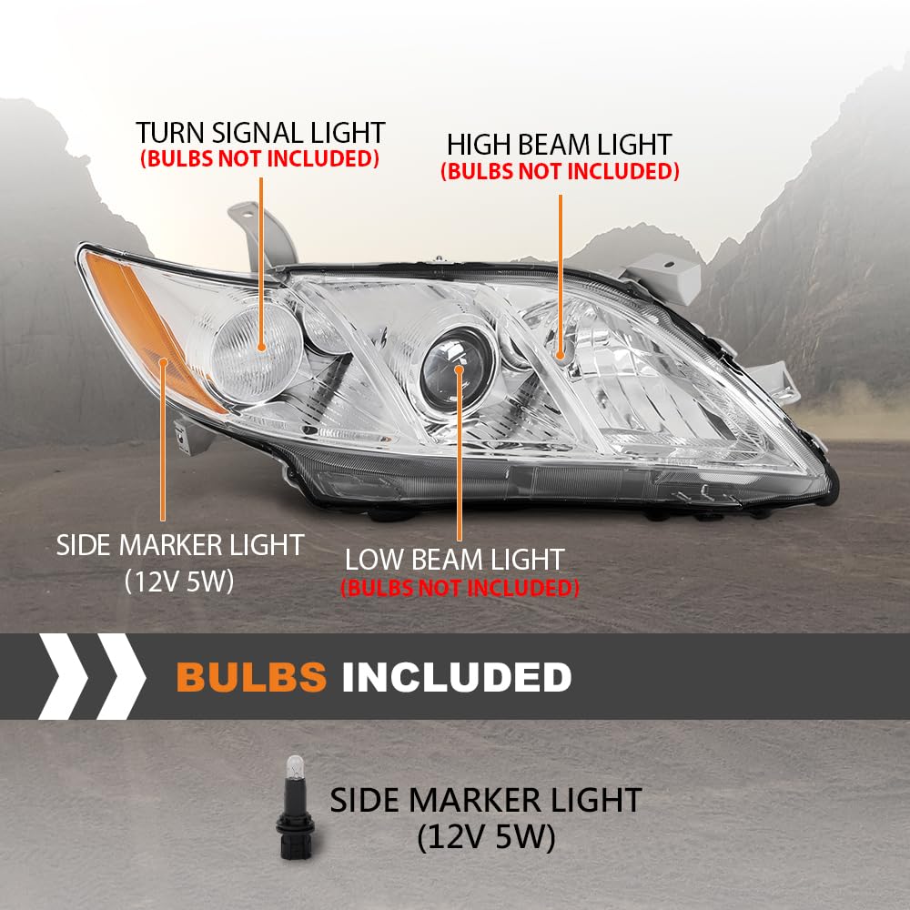 G-PLUS Headlight Assembly Left and Right Side Compatible with Toyota Camry 2007-2009 TO2502200, 20-6758-80, 20-6758-80-9, 206758801, TO2502200 OEM Fit Standard No Modification 2 PCS White
