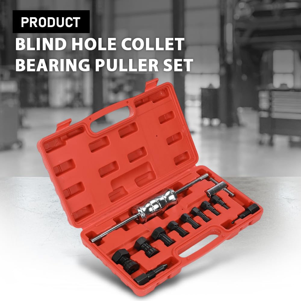 G-PLUS Blind Hole Collet Bearing Puller Set with 8-32mm Inner Bearing Extractor Compatible with Most Vehicles– Works on Motorcycles, ATVs, Scooters, Compact Cars and Medium-Sized Cars 12 PCS Black