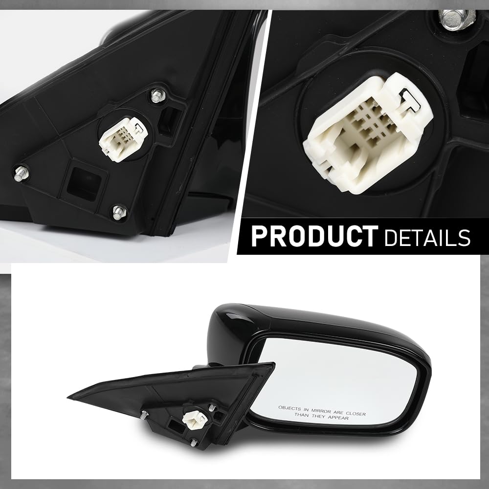 G-PLUS Power Mirror Driver and Passenger Side Compatible with Honda Accord 4-Door 2003-2007 Manual Folding 3-Pin HO1320152 HO1321152 76250SDAA13ZA 76200SDAA13ZA Glossy Black