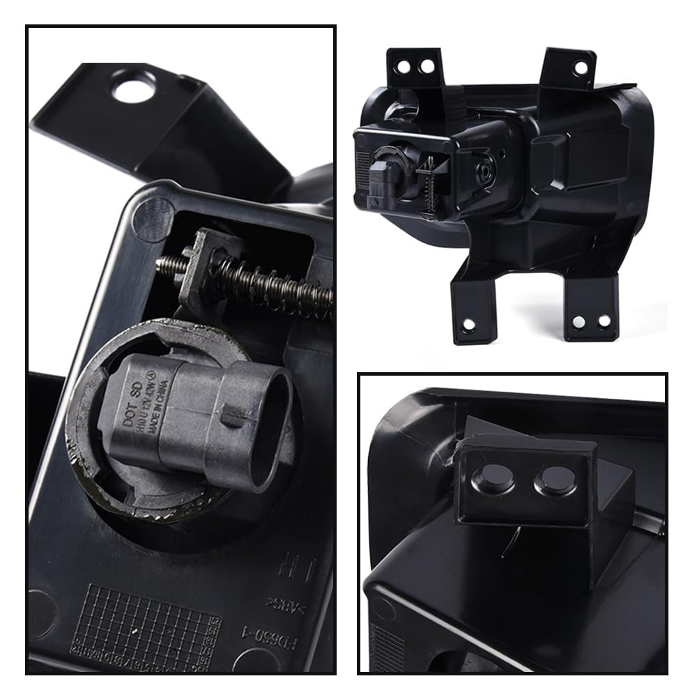 G-PLUS Fog Lights & Headlights Assembly w/o Bulbs Compatible with 2015-2017 Ford F150 Not Fit Models with LED or HID Headlamps(Smoky Cover Black Frame White Reflector Headlights + Fog Lamps)