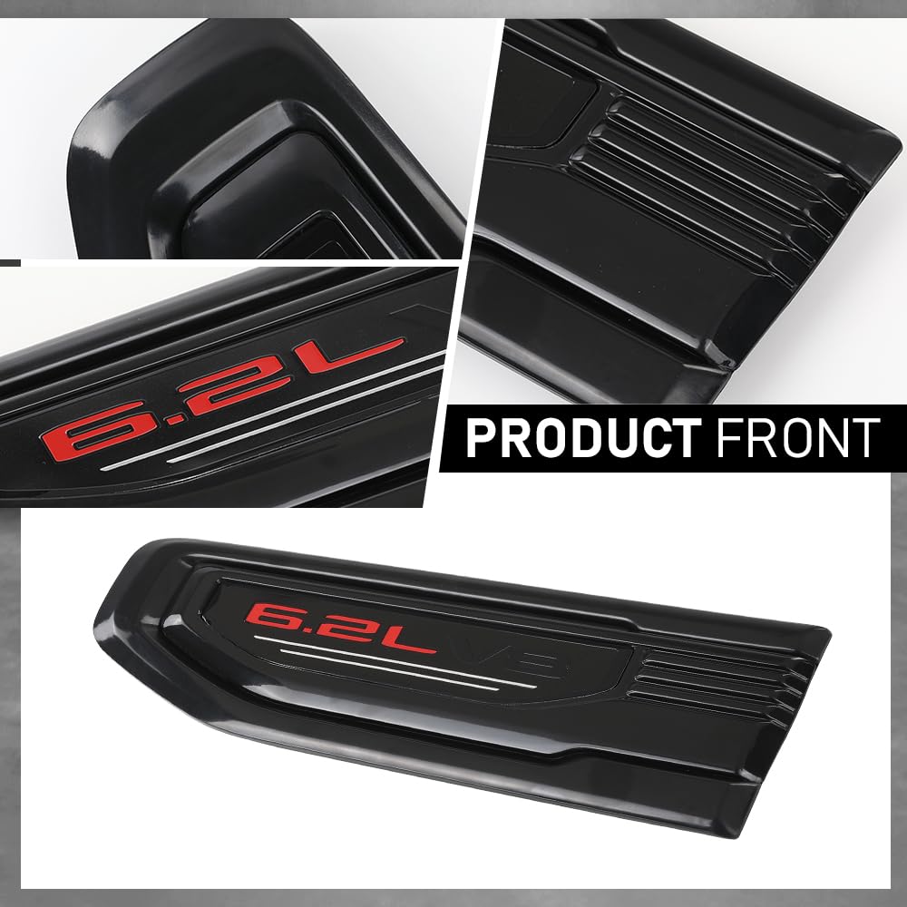 G-PLUS Fender Vent Emblem Kit Compatible with GMC Sierra 1500 6.2L 2019 2020 2021 2022 2023 2024, Fit 6.2L 1500 Model Trucks Only, 85160723 86532094, Black
