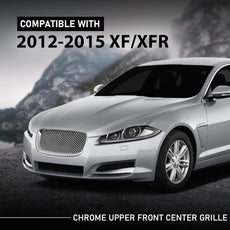 G-PLUS Upper Front Center Grille for Jaguar XF XFR 2012-2015 Silver Front View