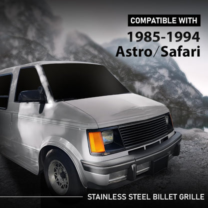 G-PLUS Billet Grille Compatible with Chevy Astro Van 1985-1994/Fit GMC Safari Van 1985-1994 C85103J Stainless Steel Black
