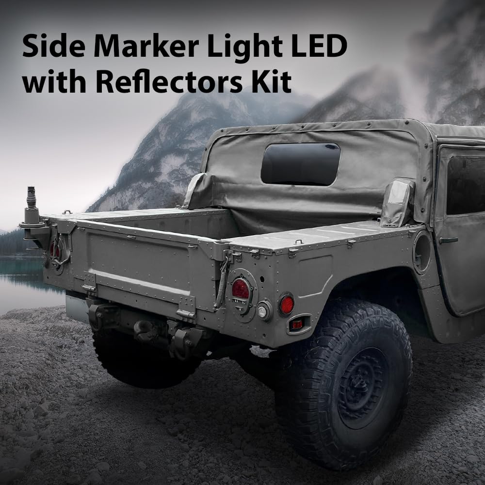G-PLUS Side Marker Light LED with Reflectors Kit Compatible with Humvee M998 Hummer Universal 4pcs