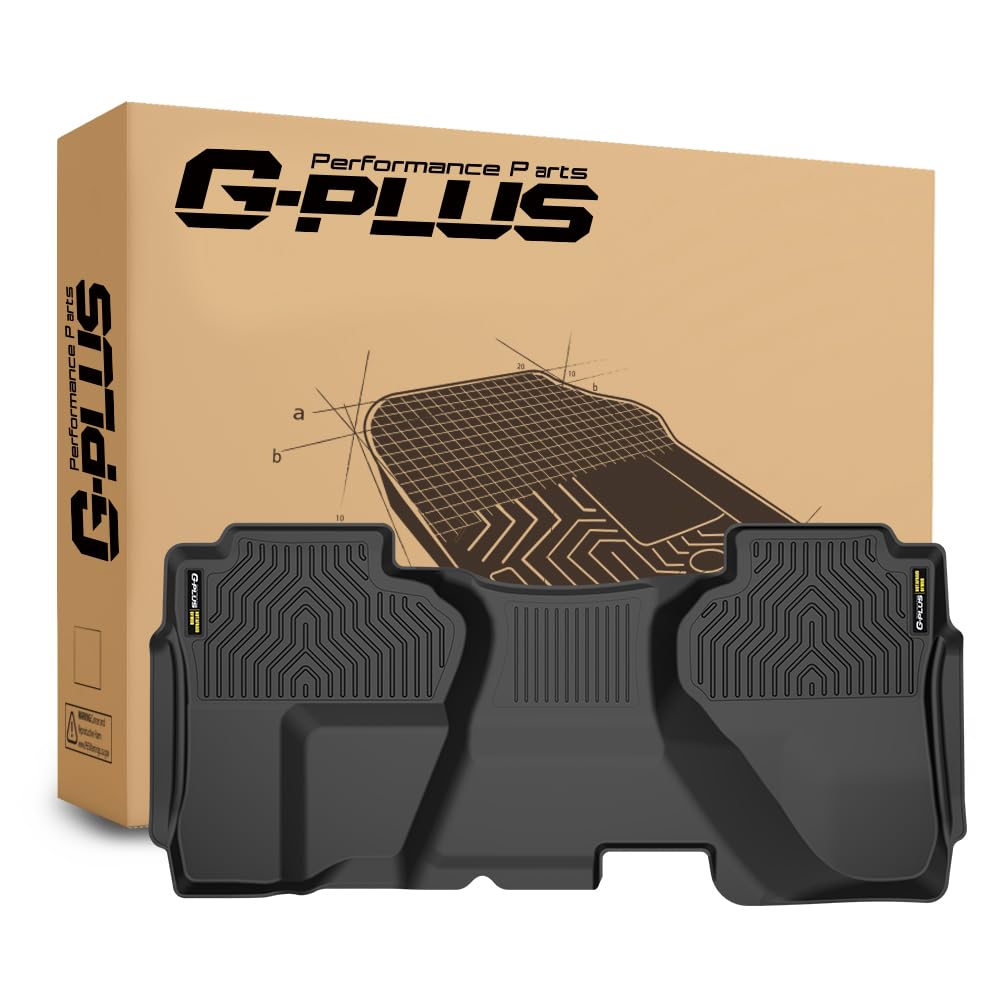 G-PLUS TPE Floor Mats Fit Chevy Silverado GMC Sierra 1500 Double Cab 2014-2018 2nd Row Truck Accessories Cargo Liners All Weather Protection 1PC Black Alfombras para Carro