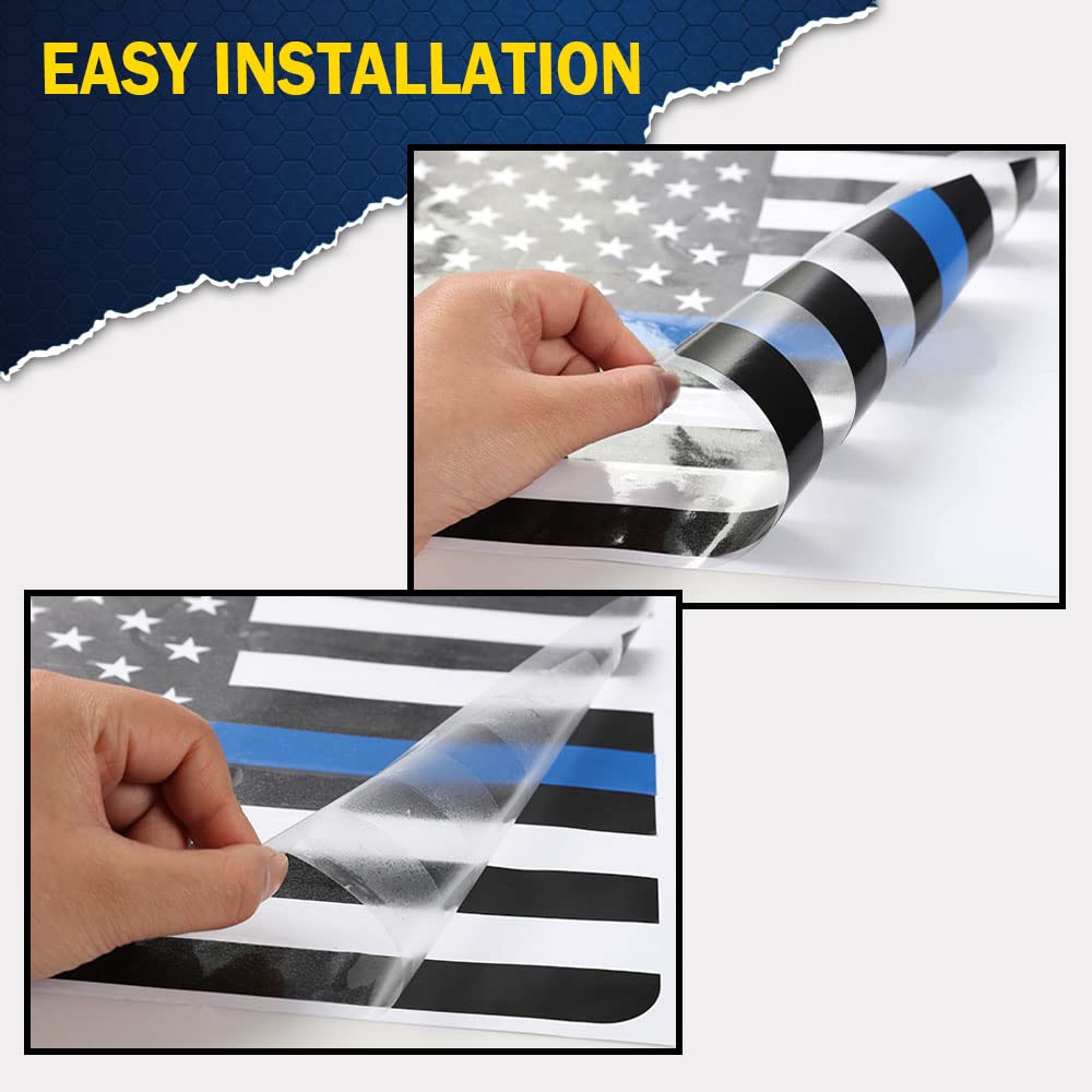 G-PLUS Middle Window American Flag Decal Sticker Compatible with 15-21 F150/250/350 (Blue)