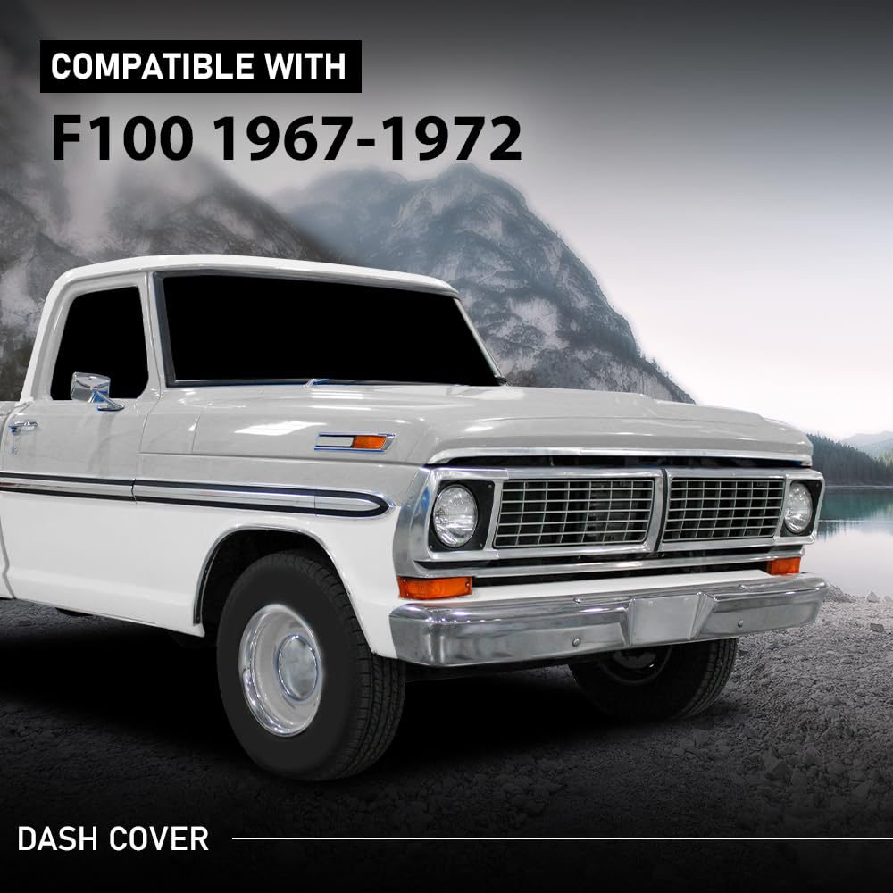 G-PLUS Dashboard Cover Compatible with Ford F100 1967-1972 Dash Cover Black