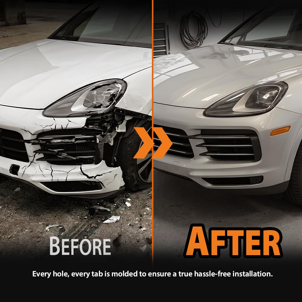 G-PLUS Front Bumper Face Bar Lower Grill Trim Cover Left Side Compatible with Porsche Cayenne 2019-2023 9Y0807675OK1, 9Y0-807-675-OK1, 9Y0807675 OK1 Black
