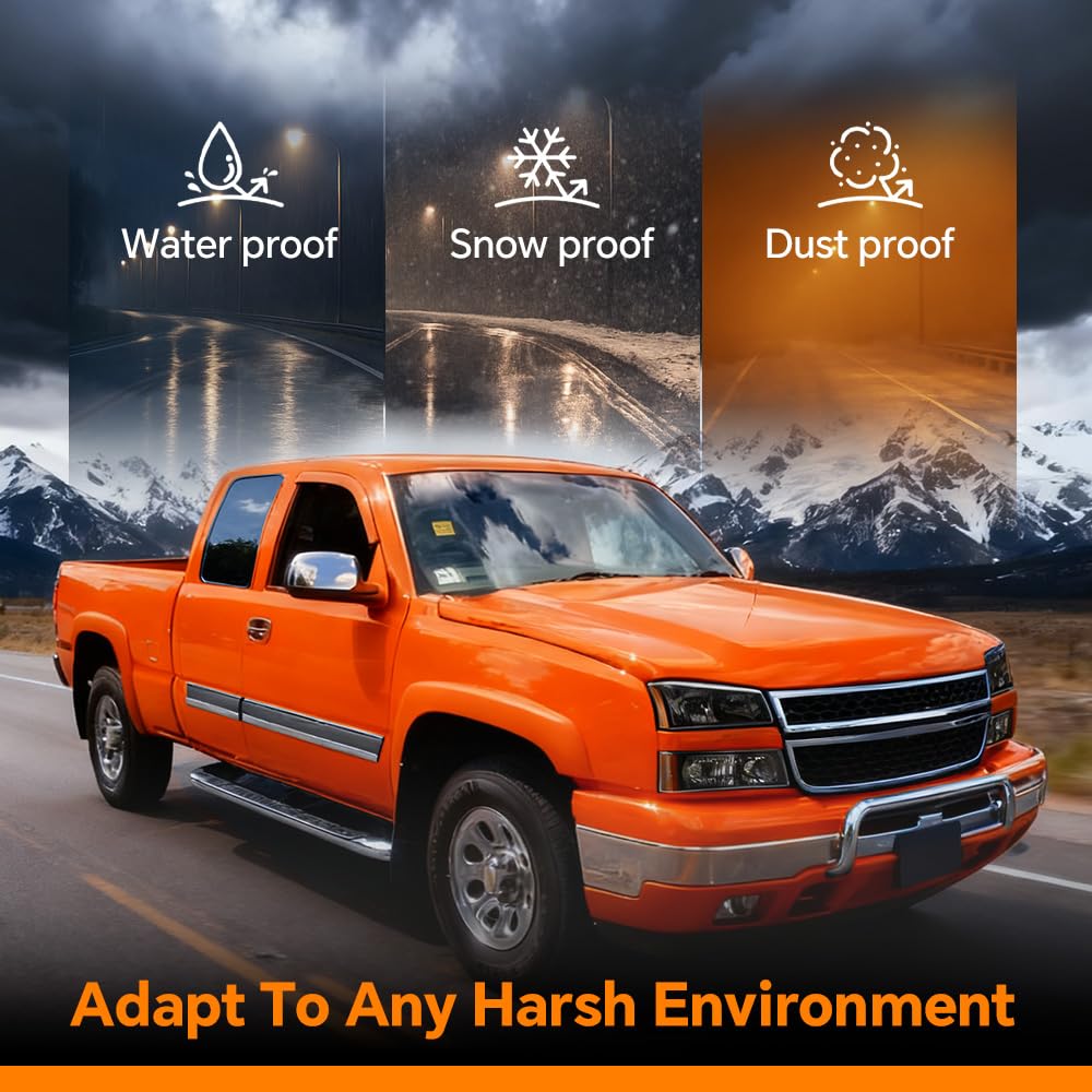 G-PLUS Headlights Compatible with Chevy Avalanche 1500 2500/Fit Chevy Silverado 1500 2500 HD 3500 2003-2006,Clear Lens Black Housing Amber ReflectorBumper Headlamps,faros delanteros