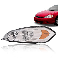 G-PLUS Headlights Assembly Left for Chevy Monte Carlo Impala 2006-2016 Clear Chrome Amber Front View