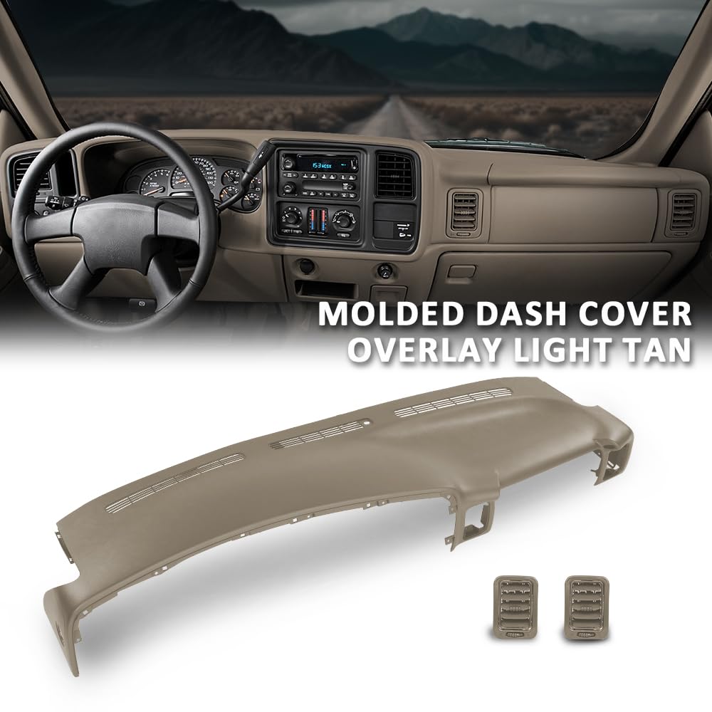 G-PLUS Upper Dashboard Dash Cover Compatible with Chevy Silverado GMC Sierra 1500 2500HD 3500 1999-2006/ Chevy Avalanche Tahoe Suburban 2000-2006/ GMC Yukon 2000-2006 (Brown ABS Plastic)