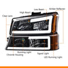 G-PLUS LED Headlights Assembly Fog Lights 2003-2006 Compatible with Chevy Avalanche 1500 2500 Fit 2003-2007 Silverado 1500 2500 3500 HD Headlamp Fog Lights