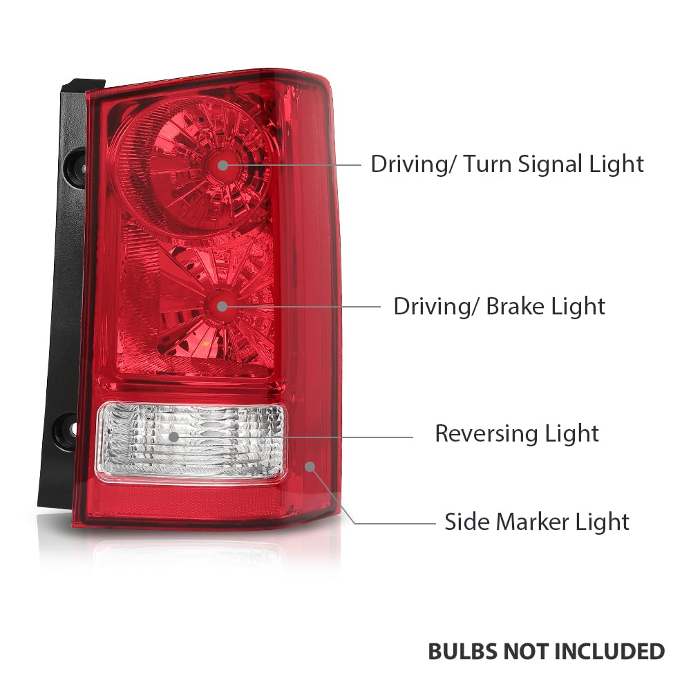 G-PLUS Tail Light Rear Brake Lamp without Bulb and Wiring Harness Compatible with Honda Pilot 4-Door Sport Utility 2009-2015 Clear/Red Lens Passenger Side Luces TraserasAssembly