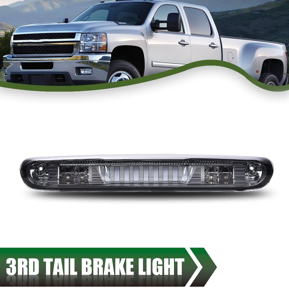 G-PLUS LED Third Brake Light Compatible With 07-14 Chevy Silverado/GMC Sierra,3RD LED Bar Brake/Cargo Light,Type I (Smoky lens Chrome Housing Amber Reflector)